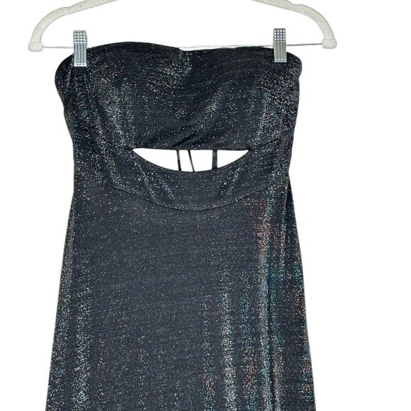 Calvin Klein Black Silver Metallic Strapless Cocktail Maxi Dress | Size 6 - Picture 12 of 14